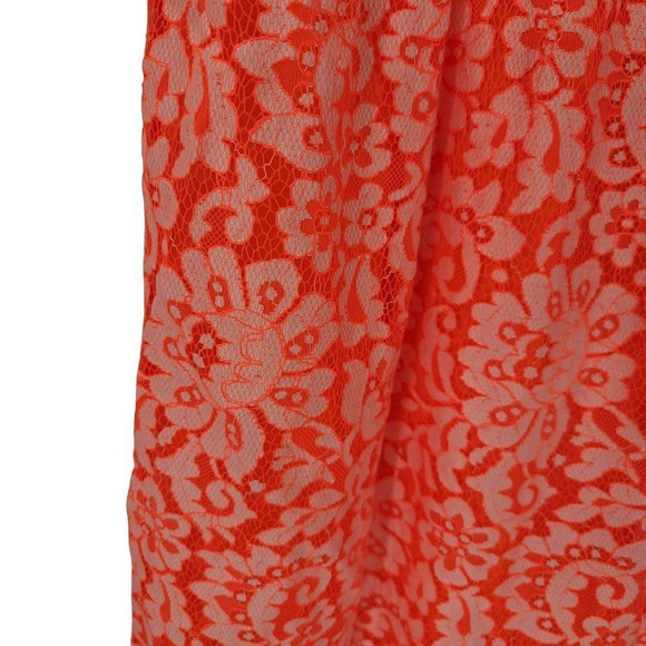 Madewell Neon Orange Sleeveless Overlay Lined Dress Lace Floral Slip Dress - Picture 7 of 8